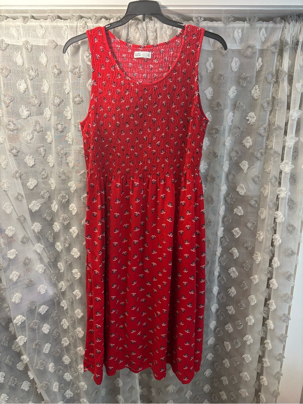 croft & barrow Red Floral Sleeveless Smocked Midi Dress
